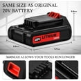 thumbnail image 5 of 2 Pack MAX 3600mAh Battery and Charger Replacement for Black and Decker 20V Lithium Battery, Compatible with Black and Decker 20V Cordless Power Tools and Charger, 5 of 12