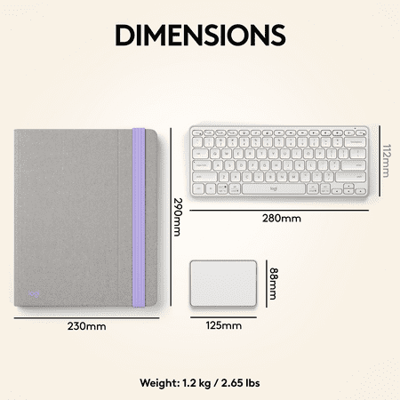 Logitech - Casa Pop-Up Desk Work From Home Kit Compact Wireless Keyboard, Touchpad and Laptop Stand for Laptop/MacBook (10” to 17”) - Nordic Calm