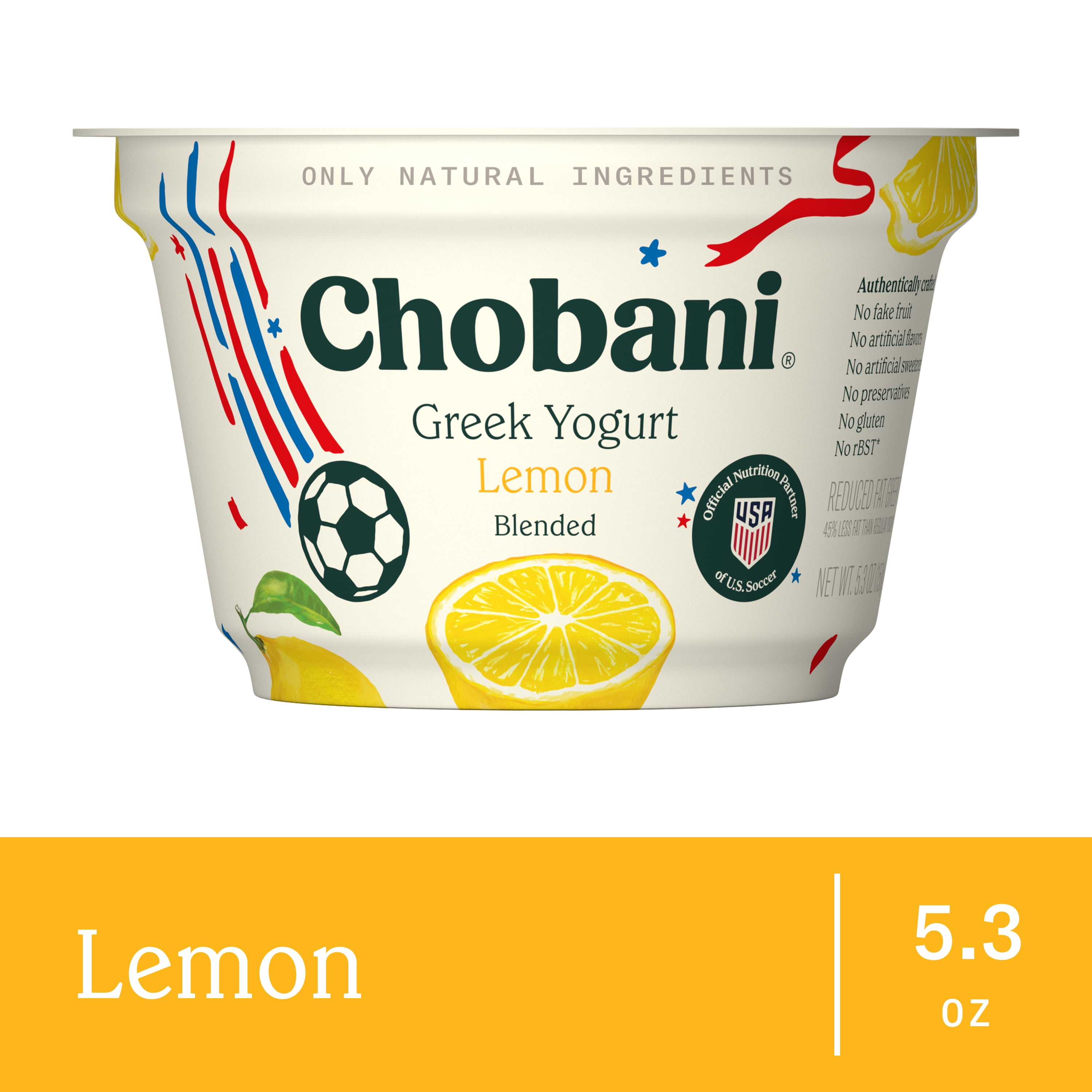 Chobani Low-Fat Greek Yogurt Lemon Blended 5.3 oz Cup