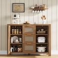 thumbnail image 1 of 51 Inch Boho Rattan Sideboard Buffet Cabinet, Farmhouse Storage Credenza with 3 Drawers, 2 Doors and Adjustable Shelves for Dining Room, 1 of 9