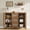 Dark Oak, variant on 51 Inch Boho Rattan Sideboard Buffet Cabinet, Farmhouse Storage Credenza with 3 Drawers, 2 Doors and Adjustable Shelves for Dining Room