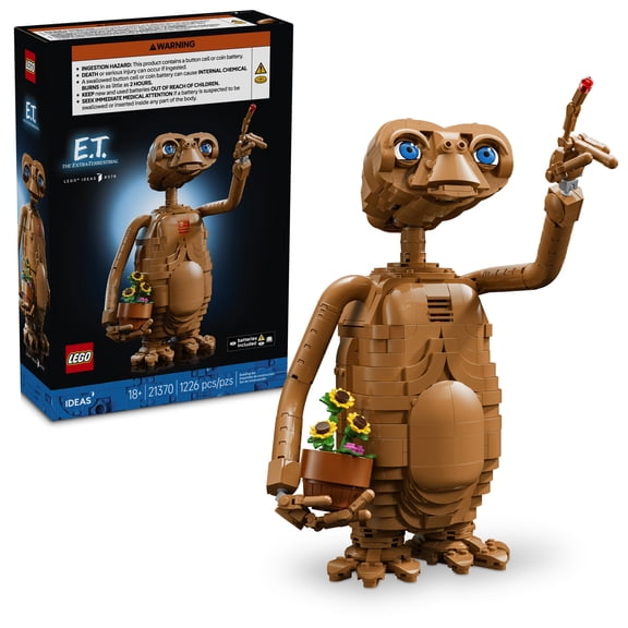 LEGO Ideas E.T. the Extra-Terrestrial - Building Set for Adults, Ages 18 - Movie Decor for a Desk, Bookshelf or Home Office - Posable Figure with a Light Brick - Gift for Men & Women - 21370