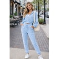 thumbnail image 2 of Women’s Velour Jogger Set – Soft Zip Hoodie & Drawstring Sweatpants 2 Piece Outfit, 2 of 7