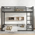 thumbnail image 3 of Harper & Bright Designs Metal Bunk Bed Ful over Full with Stairs for Boys and Girls, Floor Bed with Guardrails for Bedroom, Black, 3 of 11