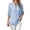Blue, variant on Womens Gingham Tops Notch V Neck Roll Tab 3/4 Sleeve Plaid Henley Loose Casual Blouses