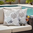 thumbnail image 4 of Gray Shell Coral Outdoor Waterproof Pillow Covers, Coastal Summer Beach Nautical Ocean Decorative Square Throw Pillowcase Sofa Cushion Sham for Patio/Couch/Chair, 18"x18" 2 Pack, 4 of 8