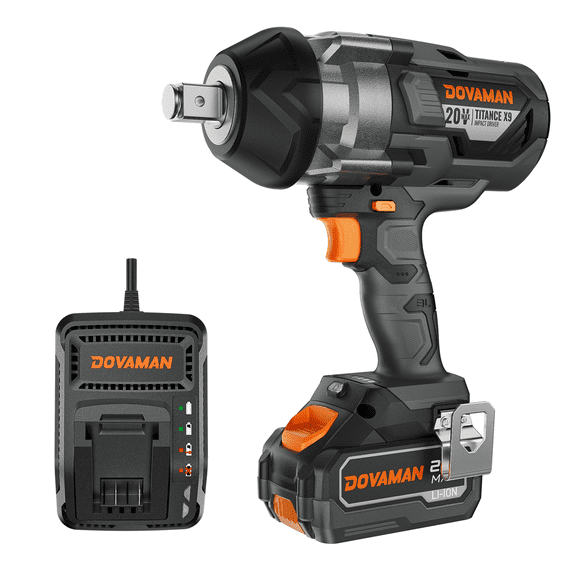 DOVAMAN TITANCE 3/4'' Cordless Impact Wrench, 1650 FT-LBS, 20V 4.0Ah Battery, 5 Modle, Fast Charger, Brushless Motor