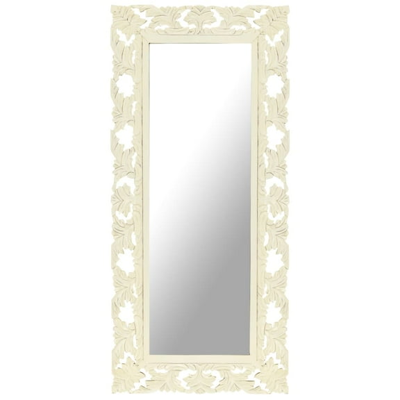 vidaXL Decorative Mirror Wall Bathroom Mirror Solid Mango Wood Hand Carved