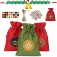 thumbnail image 3 of 24PCS Advent Calendar Bags, Christmas 24 Days of Advent Calendar Pouches Diy Bags for Gifts with Drawstrings Hanging Burlap Xmas Countdown Decorations, 3 of 4