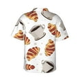 thumbnail image 3 of Coffee Croissant Pattern Hawaiian Shirts For Men, Summer Short-Sleeve Relaxed-Fit Button-Down Shirts Medium, 3 of 9