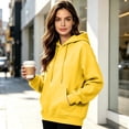 thumbnail image 4 of Hoodies for Women Casual Drawstring Hooded Sweatshirts Pullover Fall Winter Clothing with Hood and Pocket Yellow S, 4 of 6
