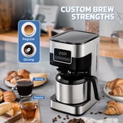 8-Cup Programmable Coffee Maker with Thermal Carafe, Touch Screen Timer, Auto Shut off & Pause-Serve Feature, Strong Brew Option, Stainless Steel & Black
