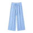 thumbnail image 5 of Womens Polka Dot Pants High Waist Pleated Wide Leg Summer Casual Flowy Lounge Trousers with Pockets for Travel,Light Blue,XL, 5 of 6