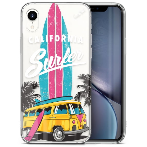 Case Yard iPhone-XR Case Clear Soft & Flexible TPU Ultra Low Profile Slim Fit Thin Shockproof Transparent Bumper Protective Cover Drop Protective Cell Phone Cases (Cali Surfer)