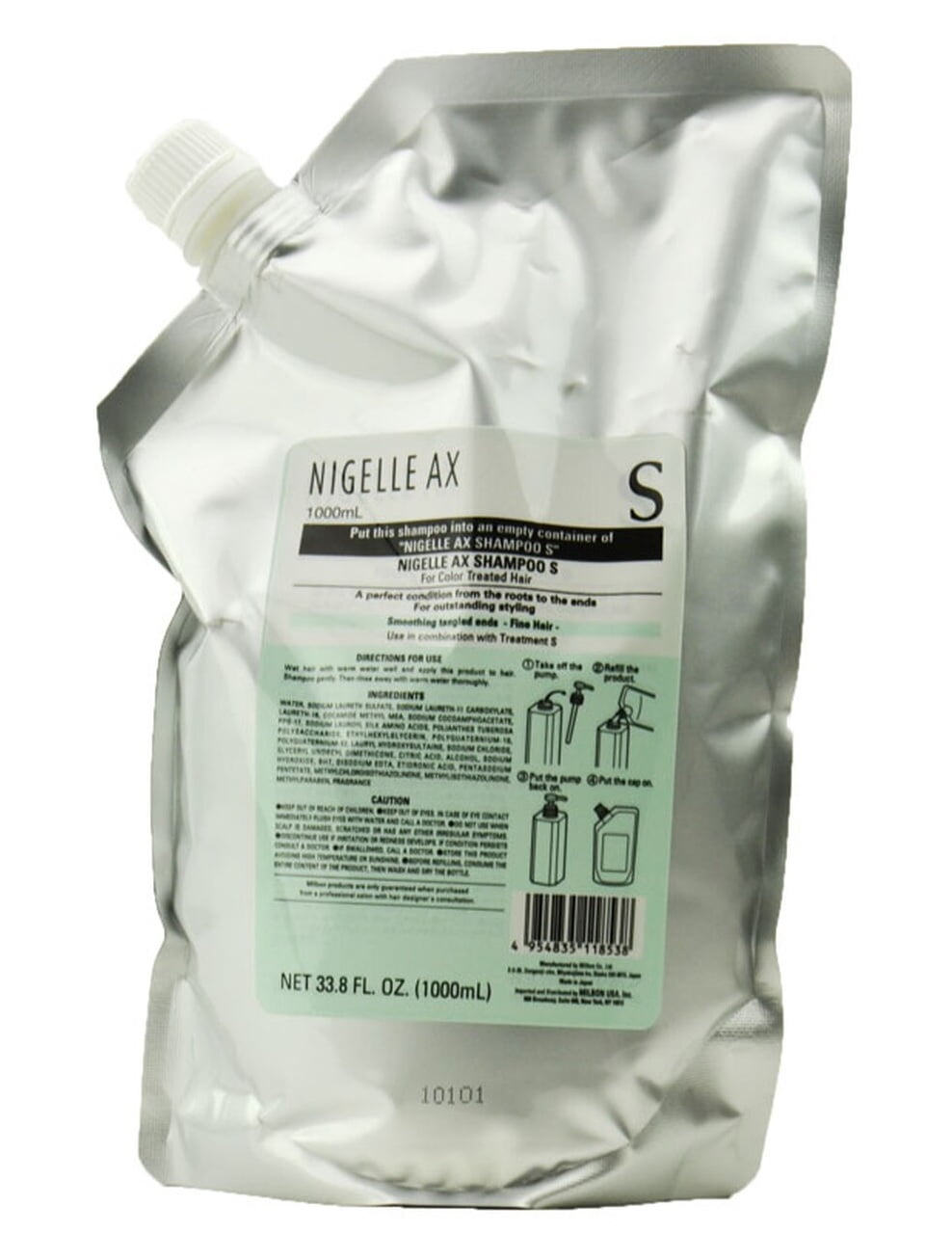 Milbon Nigelle AX Shampoo S  oz with refill bottle 