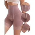 thumbnail image 3 of DARING DIVA High Rise Shorts Shapewear Lace Trim Zipper Hooks Closure L Dark Brown, 3 of 6