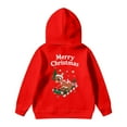thumbnail image 6 of SonxaHe Little Girl Boy Hoodies Christmas Cartoon Print Long Sleeved Sweatshirt Kids Soft Holiday Party Casual Hoodies Pink,Sized 5-6, 6 of 6