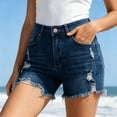 thumbnail image 4 of Tqcoqu Women's Denim Jean Hot Pants,High Waist Ripped Distressed Frayed Hem Trendy Shorts,Dark Blue Women's S-XXL, 4 of 5