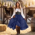 thumbnail image 5 of Womens Off Shoulder Renaissance Dress Bell Sleeves Vintage Medieval Peasant Long Dresses Halloween Pirate Costume(BlueS), 5 of 6