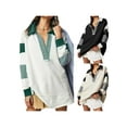 thumbnail image 2 of Michellecmm Women Loose Shirt Contrast Colors Striped Long Sleeve Tops Casual Pullover for Fall Club Streetwear Aesthetic Clothes, 2 of 4