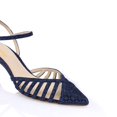 thumbnail image 4 of XYD Women Pointed Toe Caged Straps Pumps Ankle Strap Low Kitten Heels Chic Dating Work Sandals Shoes Size 15.5 Navy, 4 of 4