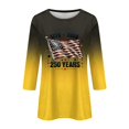 thumbnail image 4 of Fabrcox S-5XL 250 Anniversary USA T Shirt 1776-2026 Flag Print Gradient 3/4 Length Sleeve Womens Tops Independence Day Patriotic Freedom Funny 4th of July Shirts for Women Yellow 5XL, 4 of 6