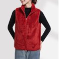 thumbnail image 4 of Baberdicy Puffer Vest Women's Large Autumn/Winter Casual Loose Sleeveless Standing Collar Warm Coral Velvet Vest Coat Sweater Vest Wine, 4 of 4