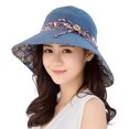 thumbnail image 1 of Eigraketly Sombrero de paja plegable para mujer y niña, para viajes al aire libre, playa, ala ancha Sombreros azul Eigraketly PS10131-01, 1 of 6