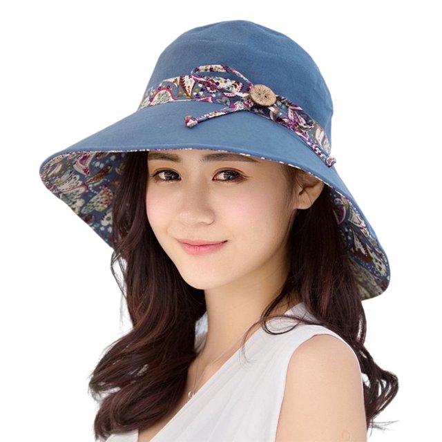 Eigraketly Sombrero de paja plegable para mujer y niña, para viajes al aire libre, playa, ala ancha Sombreros azul Eigraketly PS10131-01