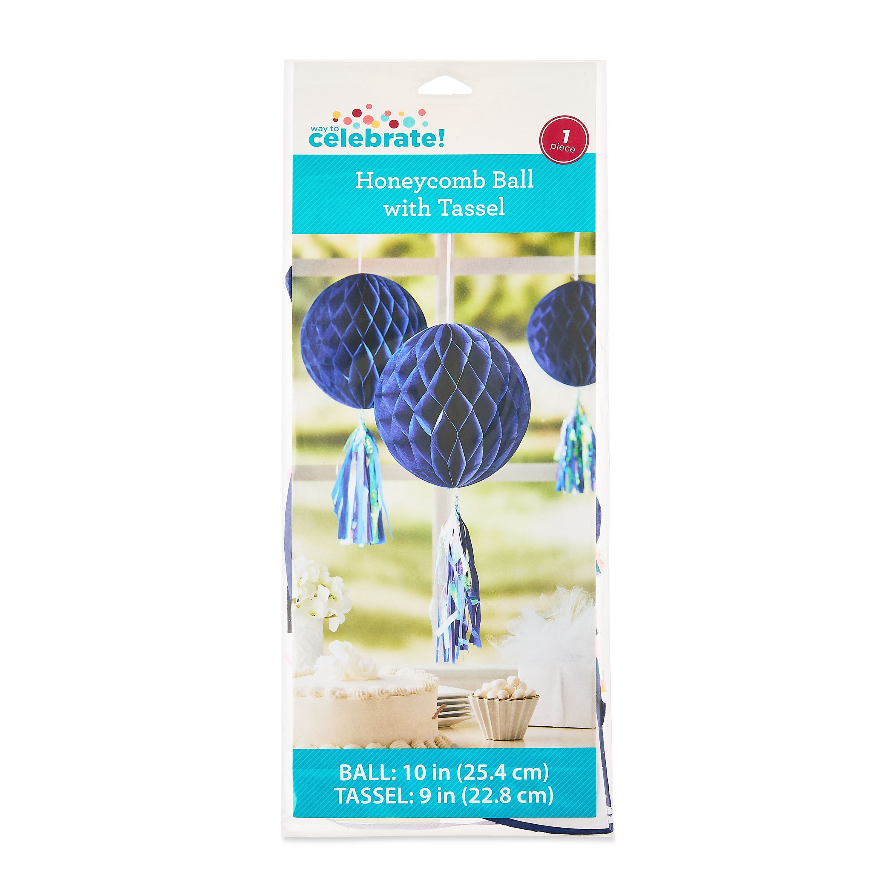 Dark Blue Honeycomb Ball Party Decoration, 10", by Way to Celebrate