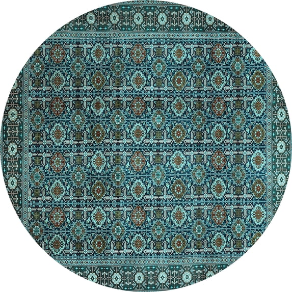 Ahgly Company Indoor Round Persian Light Blue Traditional Area Rugs, 4' Round