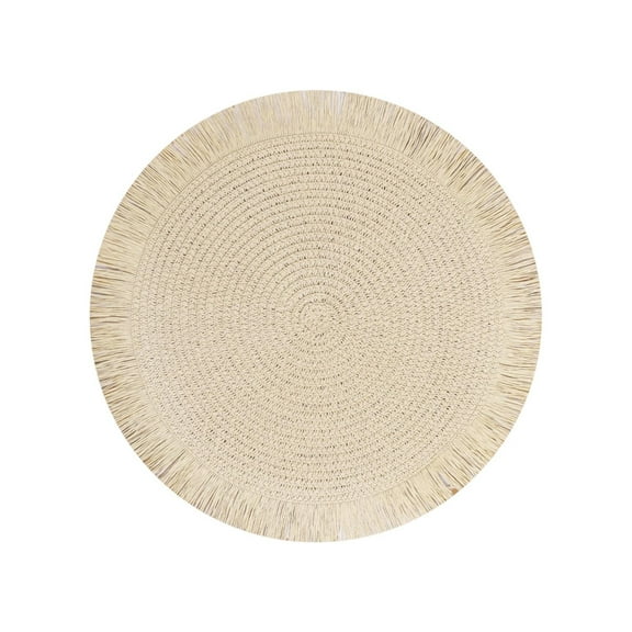 hulanddfd Woven Placemats, Round Table Mat-Woven for Kitchen and Dining Decor Heat Insulation Pad for Kitchen or Cooking Beige
