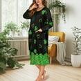 thumbnail image 5 of Yuyamidu St. Patrick's Day Women Long Sleeve Zipper Bathrobes Ladies Robe Sleepwear Green Leaf Long Spa Robes Size 4XL Lightweight Mid-Calf Length Nightgown with Pockets, 5 of 7