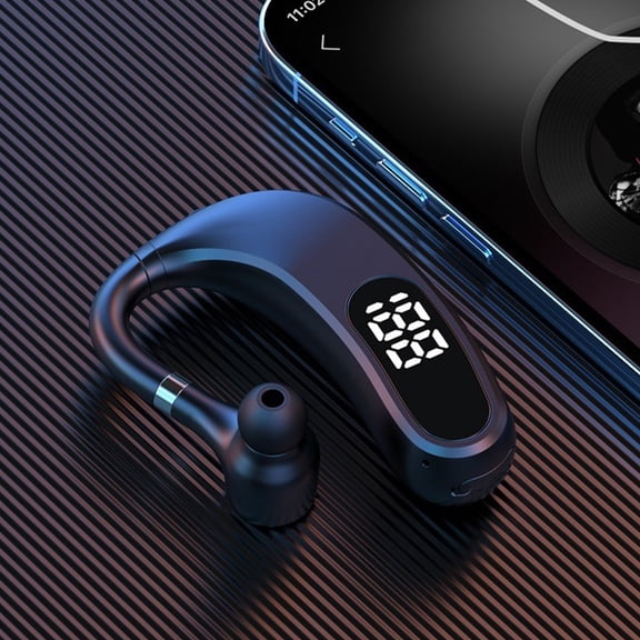 Bluetooth 5.3 Single Ear-Hanging Wireless Headset, ANC Intelligent Noise Cancelling 30H Super Long Battery Life, 180° Rotatable Comfortable Business Earphone for Driving Work