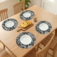 thumbnail image 3 of Placemats Set of 6 Plastic Placemats for Kitchen Dining Table Decor Table Placemats Wipeable Floral Table Mat Black-Silver 15inch, 3 of 6