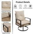 thumbnail image 6 of Outdoor Swivel Chairs Set of 2 with Side Table, 3 Pieces Patio Bistro Set with Armrests, High Back Wicker Swivel Rocker Patio Chairs, Modern Patio Conversation Set for Porch/Yard, Beige, 6 of 11