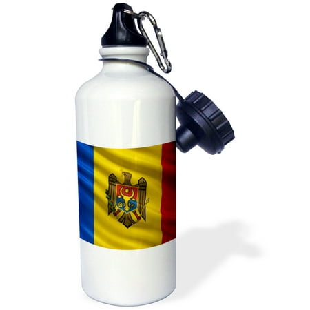 3dRose Flag of Moldova waving in the wind, Sports Water Bottle, 21oz