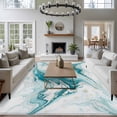 thumbnail image 3 of Large Area Rugs for Living Room Bedroom, White Teal Marble 8'x10' Rug Washable Carpet Runner Indoor Outdoor, Modern Abstract Art Marble Fluid Non Slip Floor Mats Rug for Kitchen, Patio, 3 of 8