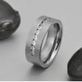 thumbnail image 6 of 8 MM Men's Titanium ring wedding band with 9 large Channel Set Cubic Zirconia CZ, 6 of 11