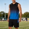 thumbnail image 2 of Gym Clothes for Men Workout Tank Shirts Sets Athletic 2-Piece Outfit Gradient Tank Shorts for Running Football Athletic Exercise Blue XXL, 2 of 4