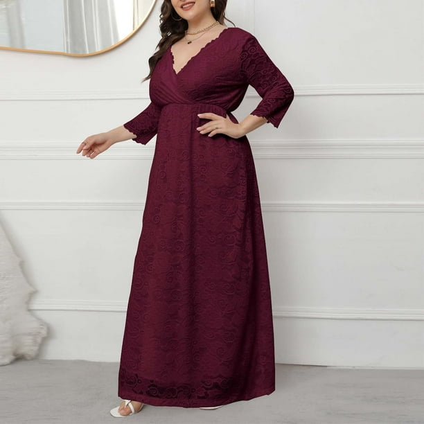 vestidos formales vestidos xl para matrimonio Vestido de talla grande para mujer, invitado de boda, cintura imperio,  vestidos largos 2024, vestido largo elegante de verano con hombros  descubiertos Bodega Aurrera en línea
