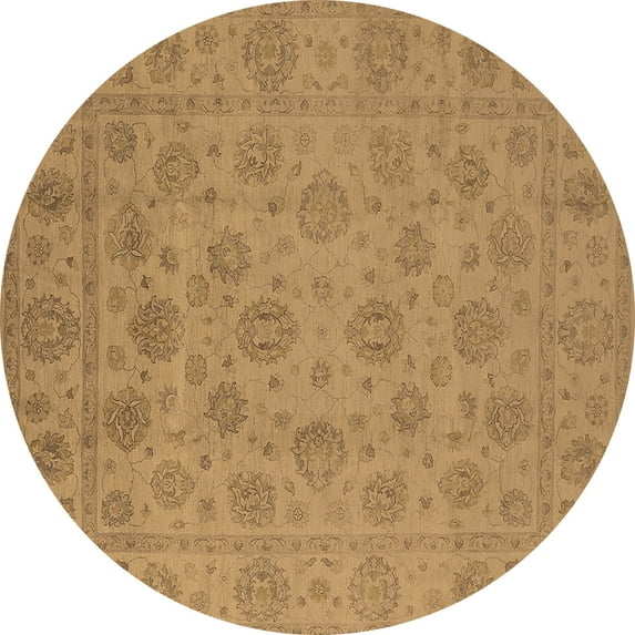 Ahgly Company Indoor Round Oriental Brown Traditional Area Rugs, 5' Round