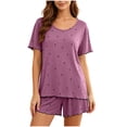 thumbnail image 2 of Naittoop Modal Soft Shorts Pajamas Sets for Women Cute Heart Print Summer Short Sleeve Sleepwear 2 Piece Lounge Sets, 2 of 5