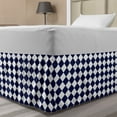 thumbnail image 1 of Blue Bed Skirt, Classical Old Fashioned Checkered Pattern Geometric Diagonal Skewed Squares, Elastic Bedskirt Dust Ruffle Wrap Around for Bedding Decor, 4 Sizes, Navy Blue and White, by Ambesonne, 1 of 2