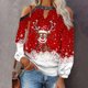thumbnail image 2 of Mujeres otoño Navidad impreso linterna Sexy manga larga sin tirantes pulóver fuera del hombro blusa camiseta Tops Fridja FKASFK6065, 2 of 4