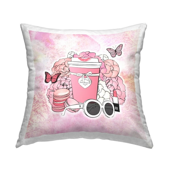 Stupell Industries Glam Coffee & Peonies Decorative Printed Throw Pillow, 18 x 18