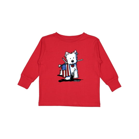 Inktastic US Flag Westie Boys or Girls Long Sleeve Toddler T-Shirt