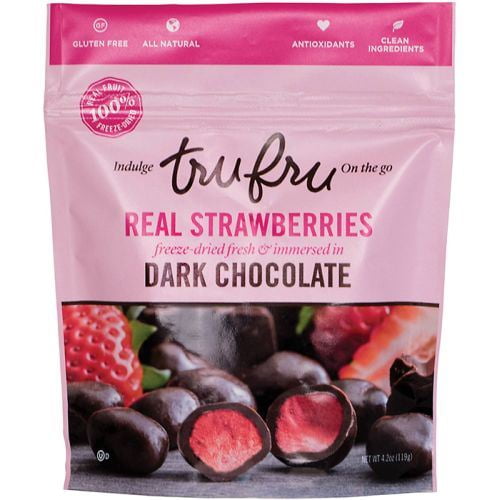Tru Fru Dark Chocolate Dipped Freeze Dried Fruit Strawberries, 4.2 oz