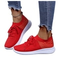 thumbnail image 3 of MPWEGNP Chaussures pour Femmes Mode Décontractée en Maille Respirante à Lacets Espadrilles Mocassins Femmes (Rouge 8.5), 3 of 9