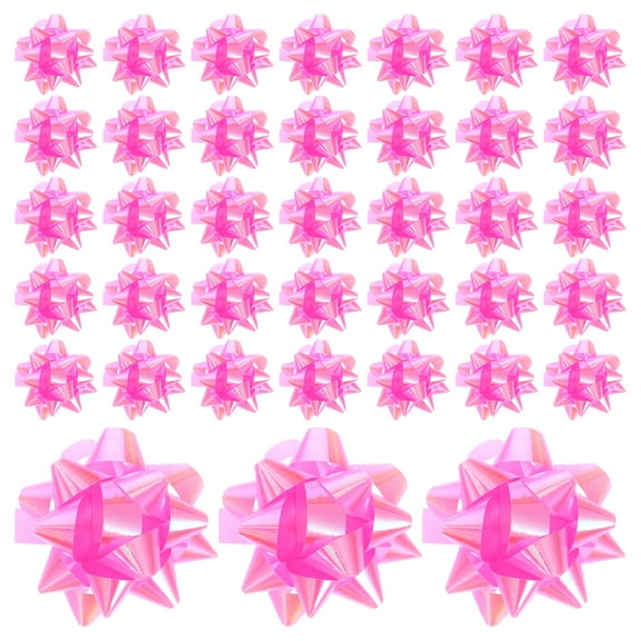 EXHUMKY Christmas Star Pull Bows Pink 100Pcs 2x2x1in